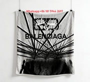 Balenciaga Cracked Logo Print Flannel Throw Blanket BA245